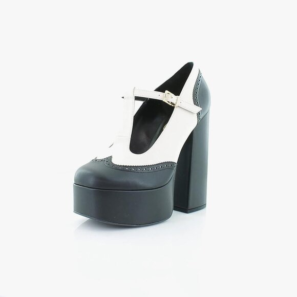 NWT Jessica Simpson Sleventa Black/Chalk Mary Jane Platform Block Heels 7M - 10M - Picture 5 of 7